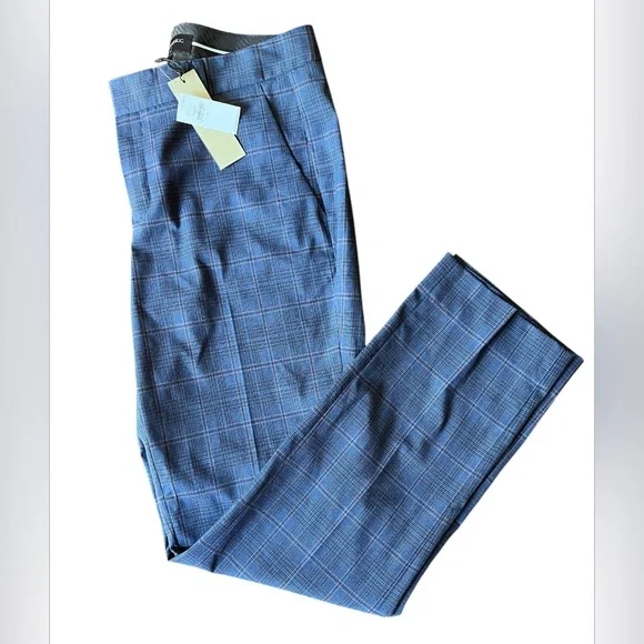 Banana Republic NEW Ryan Women’s Navy Blue Plaid Slim Straight Leg Pants Trouser - Picture 1 of 15
